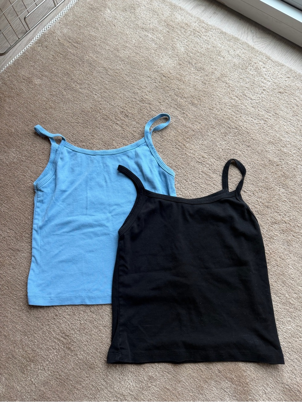 Los Angeles Apparel Girls' 2-Pack Camisoles in Black and Light Blue